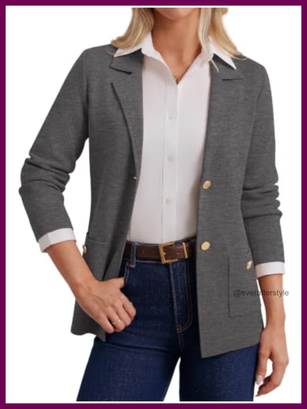 Womens Knit Blazer Cardigan Long Sleeve Button-Front Business Casual Sweater